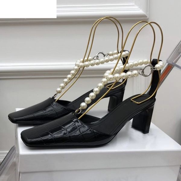 sandals crocodile pattern high heel pumps women square toe real leather shallow mouth pearl chain ankle strap party shoes n3v, Black
sandals crocodile pattern high heel pumps women square toe real leather shallow mouth pearl chain ankle strap party shoes n3v, Black