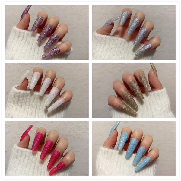 24pcs fake nails matte glitter detachable tips for nail art extension press on full cover long false1, Red;gold
24pcs fake nails matte glitter detachable tips for nail art extension press on full cover long false1, Red;gold