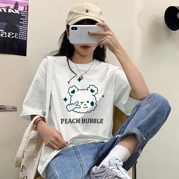 women's t-shirt peach bubble summer oversized tshirt women short sleeve print korean simple harajuku fun, White
women's t-shirt peach bubble summer oversized tshirt women short sleeve print korean simple harajuku fun, White