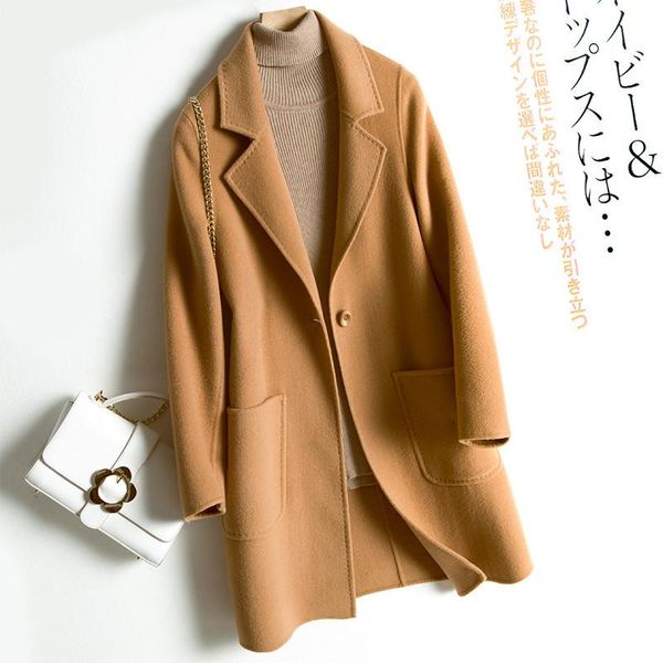 women's wool & blends winter coat womens pure solid color double-faced outerwear female long windbreaker section cashmere suit collar w, Black
women's wool & blends winter coat womens pure solid color double-faced outerwear female long windbreaker section cashmere suit collar w, Black