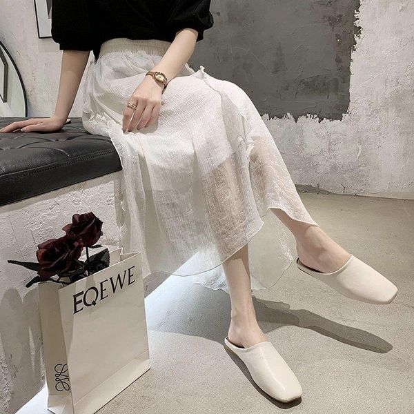 slippers 2021 square toe mules shoes women pu leather flat summer fashion outer wear half closed sandals, Black
slippers 2021 square toe mules shoes women pu leather flat summer fashion outer wear half closed sandals, Black