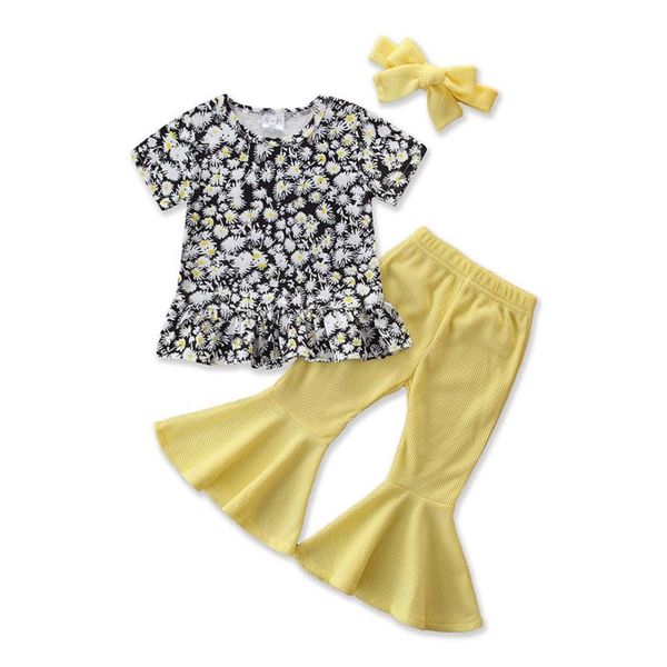 3-8y kids baby girl clothing daisy full print short sleeve ruffle bottoms t-shirt solid flare pants long trousers 3pcs sets, White
3-8y kids baby girl clothing daisy full print short sleeve ruffle bottoms t-shirt solid flare pants long trousers 3pcs sets, White