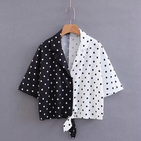 women's blouses & shirts est women crop half sleeve polka dot print blouse v neck black white spliced cute female casual chic blusa
women's blouses & shirts est women crop half sleeve polka dot print blouse v neck black white spliced cute female casual chic blusa