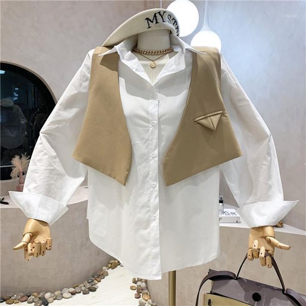 women's blouses & shirts clothing summer 2021 fashion retro medium length long sleeve white shirt with vest
women's blouses & shirts clothing summer 2021 fashion retro medium length long sleeve white shirt with vest