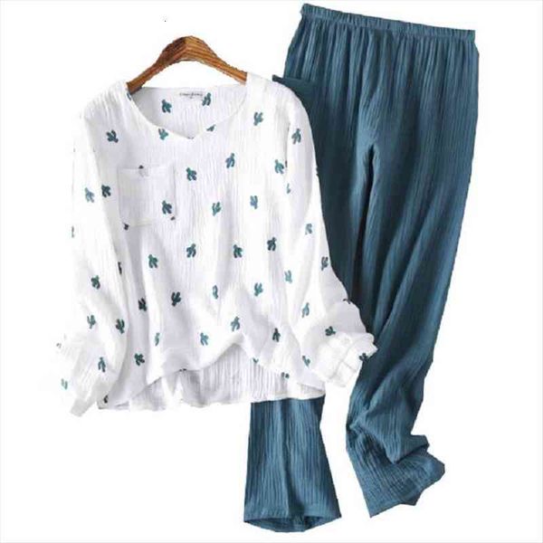 autumn cotton yarn washed household womens sleepwears wear texture crepe gauze full sleeve trousers 2pcs soft pajamas homewea, Black;red
autumn cotton yarn washed household womens sleepwears wear texture crepe gauze full sleeve trousers 2pcs soft pajamas homewea, Black;red