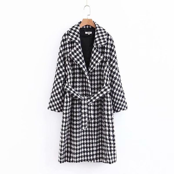 women winter houndstooth print trench female fashion autumn warm coat feminine adjustable waist slim abrigos mujer invierno 210520, Black
women winter houndstooth print trench female fashion autumn warm coat feminine adjustable waist slim abrigos mujer invierno 210520, Black