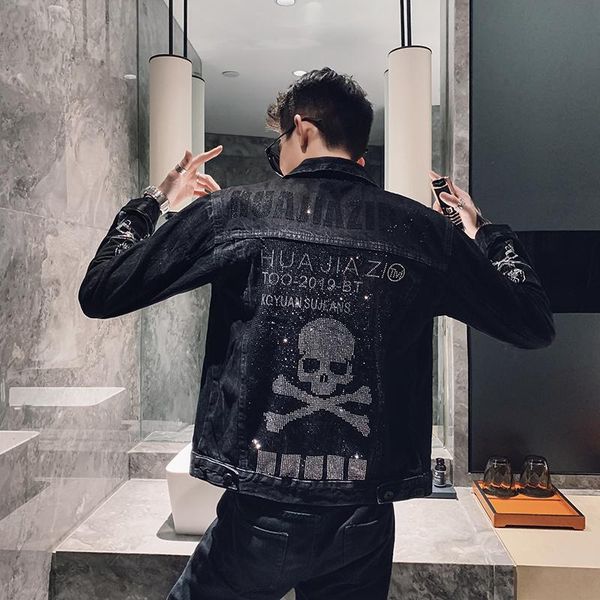 men's jackets yasuguoji 2021 punk style fashion skulls diamonds patch denim jacket men streetwear slim mens jean chaquetas hombre, Black;brown
men's jackets yasuguoji 2021 punk style fashion skulls diamonds patch denim jacket men streetwear slim mens jean chaquetas hombre, Black;brown