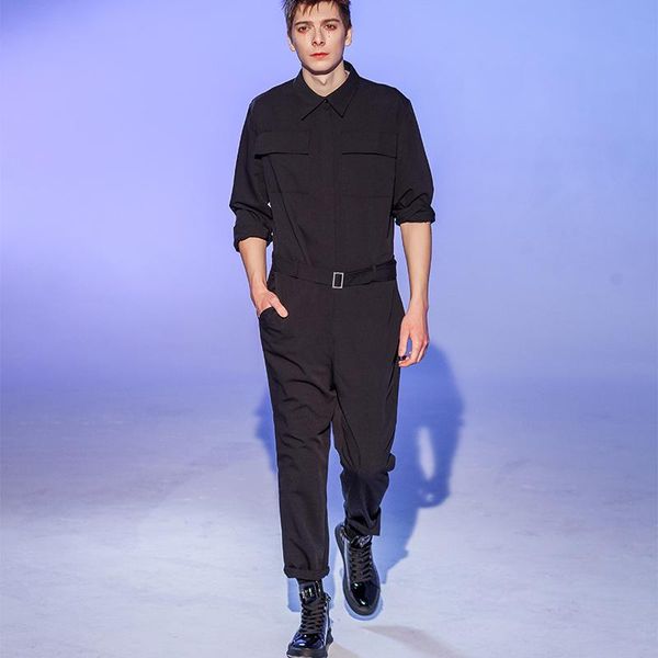 men's pants spring overalls tide fashion casual long-sleeved jumpsuit hair stylist plus size trend male rompers, Black
men's pants spring overalls tide fashion casual long-sleeved jumpsuit hair stylist plus size trend male rompers, Black