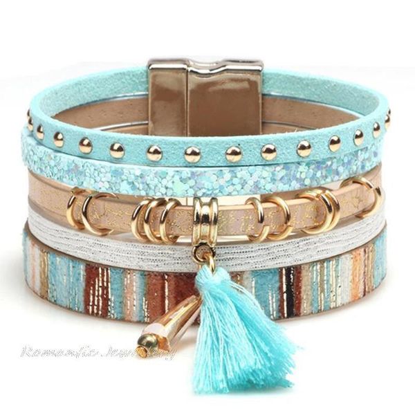 charm bracelets bohemian brazilian pu leather long tassel rivet for women gift magnet buckle bangles, Golden;silver
charm bracelets bohemian brazilian pu leather long tassel rivet for women gift magnet buckle bangles, Golden;silver