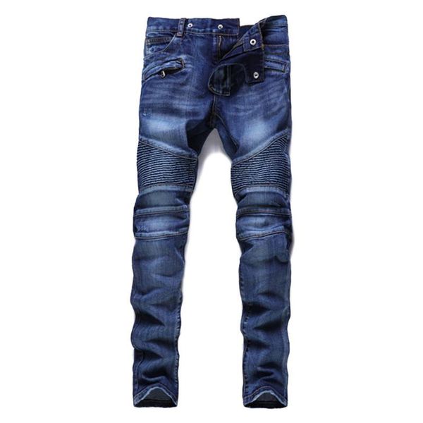 men's jeans 2021 drop mens biker pants light ripped moto denim man pleated scratched motorcycle slim jean trousers, Blue 
men's jeans 2021 drop mens biker pants light ripped moto denim man pleated scratched motorcycle slim jean trousers, Blue