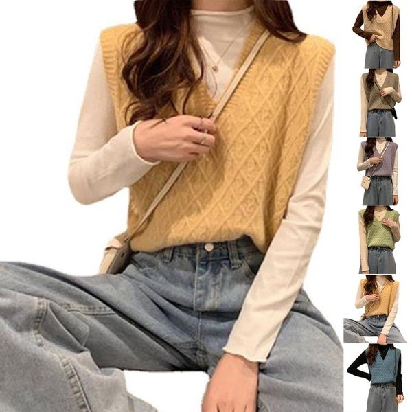 women's sweaters women cable knitted sleeveless vest ladies dogtooth knit jumper plain tank top, White;black
women's sweaters women cable knitted sleeveless vest ladies dogtooth knit jumper plain tank top, White;black