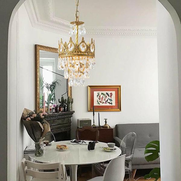 pendant lamps french retro full copper crown crystal small chandelier bedroom bedside aisle entrance living room dining lamp
pendant lamps french retro full copper crown crystal small chandelier bedroom bedside aisle entrance living room dining lamp