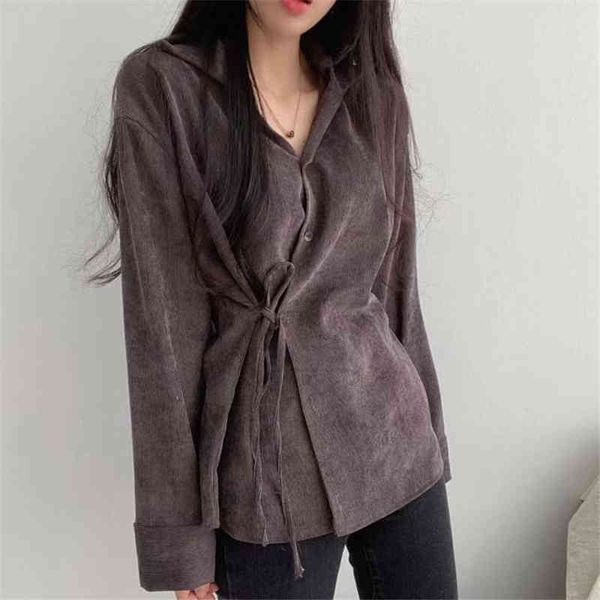 women's blouses & shirts hzirip spring autumn ol elegant minimalist vintage lapel corduroy shirt women loose long sleeve lace-up 6qax, White
women's blouses & shirts hzirip spring autumn ol elegant minimalist vintage lapel corduroy shirt women loose long sleeve lace-up 6qax, White