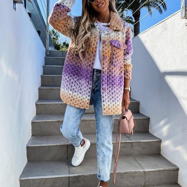 women's wool & blends fashion elegant colorful printed women cardigan autumn winter long sleeve loose casual outerwear turn-down collar, Black
women's wool & blends fashion elegant colorful printed women cardigan autumn winter long sleeve loose casual outerwear turn-down collar, Black