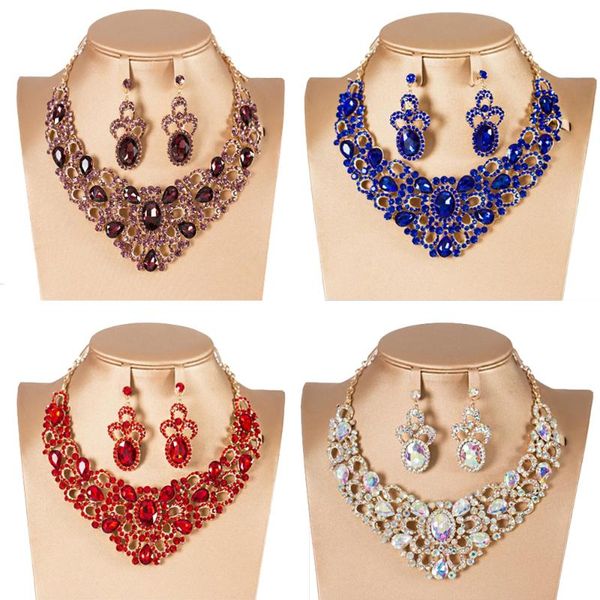earrings & necklace luxury gold color rhinestone jewelry set crystal for wedding bridal african statement, Silver
earrings & necklace luxury gold color rhinestone jewelry set crystal for wedding bridal african statement, Silver