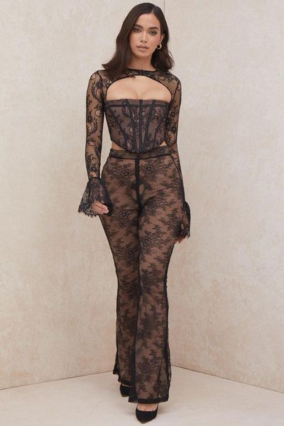 women's tracksuits 201 autumn black mesh lace print two piece bandage set high street celebrity designer fashion evening party dress vi, Gray
women's tracksuits 201 autumn black mesh lace print two piece bandage set high street celebrity designer fashion evening party dress vi, Gray