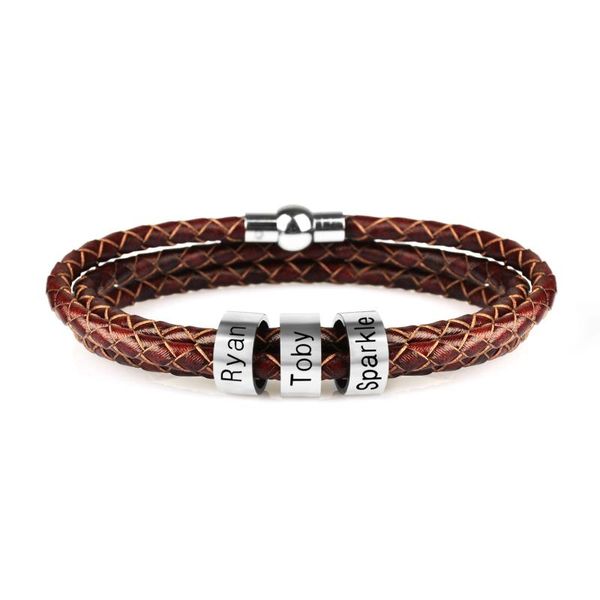 charm bracelets personalized mens braided genuine leather bracelet stainless steel custom beads name for men with family names kzxl0418, Golden;silver
charm bracelets personalized mens braided genuine leather bracelet stainless steel custom beads name for men with family names kzxl0418, Golden;silver