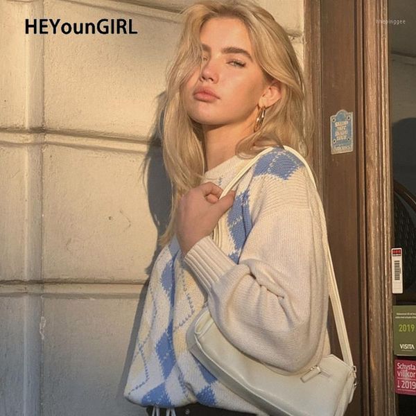 women's sweaters heyoungirl white casual plaid argyle sweater ladies y2k preppy style vinage knit jumper women antumn winter pullover k, White;black
women's sweaters heyoungirl white casual plaid argyle sweater ladies y2k preppy style vinage knit jumper women antumn winter pullover k, White;black
