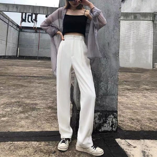women's pants & capris women 2021 spring summer fashion solid color loose trousers female thin wide-leg ladies high waist casual e164, Black;white
women's pants & capris women 2021 spring summer fashion solid color loose trousers female thin wide-leg ladies high waist casual e164, Black;white