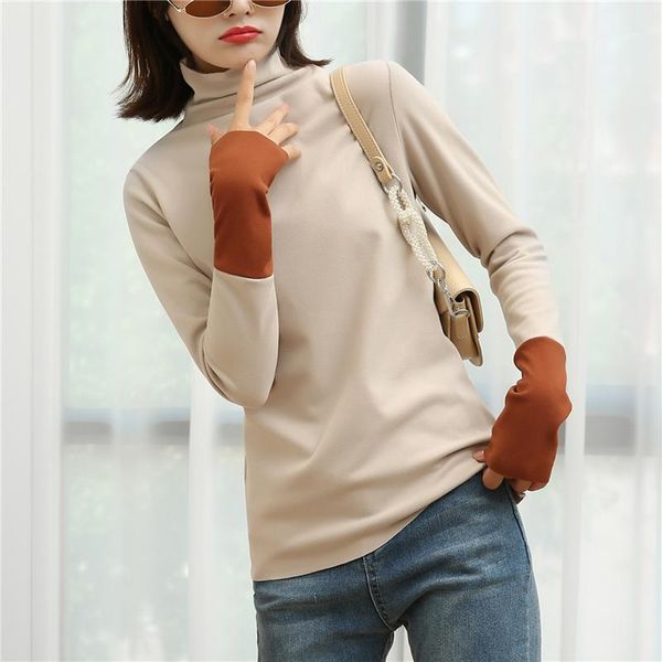 casual autumn women t shirt patchwork long sleeves turtleneck soft pullovers loose female fashion basic women's t-shirt, White
casual autumn women t shirt patchwork long sleeves turtleneck soft pullovers loose female fashion basic women's t-shirt, White