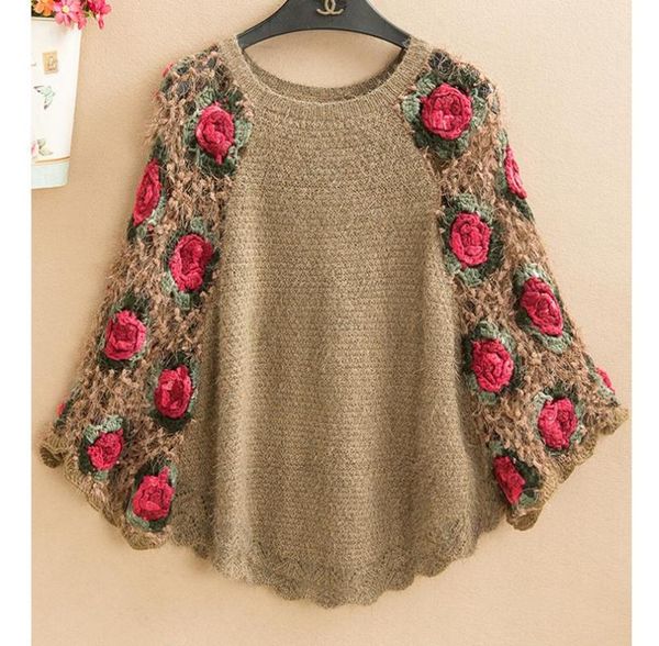 flare sleeve women knitted pullovers lady 3d flower crochet sweaters women's, White;black
flare sleeve women knitted pullovers lady 3d flower crochet sweaters women's, White;black