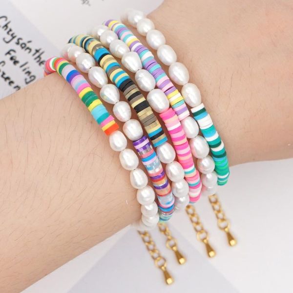 charm bracelets freshwater pearl polymer clay bracelet 4mm beads summer beach 2021handmade jewelry, Golden;silver
charm bracelets freshwater pearl polymer clay bracelet 4mm beads summer beach 2021handmade jewelry, Golden;silver