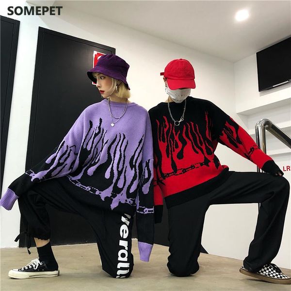 women's sweaters couple sweater harajuku hip hop flame fire knit 2021 autumn winter man women outfits loose pullover fashion unisex, White;black
women's sweaters couple sweater harajuku hip hop flame fire knit 2021 autumn winter man women outfits loose pullover fashion unisex, White;black