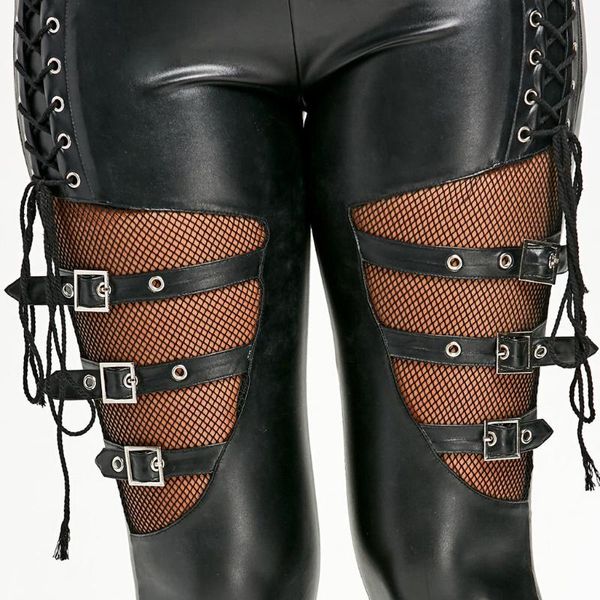 women's leggings fashion pu leather womens trousers clubwear waist pants grid buckle long faux tight high pantalon femme, Black
women's leggings fashion pu leather womens trousers clubwear waist pants grid buckle long faux tight high pantalon femme, Black