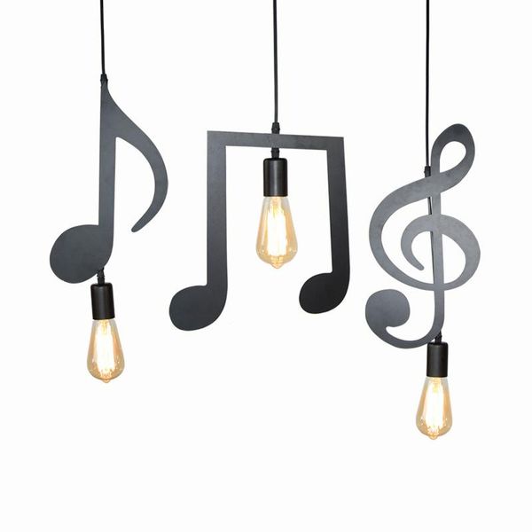 pendant lamps musical note light home bedroom curve droplight bar hanging led lamp