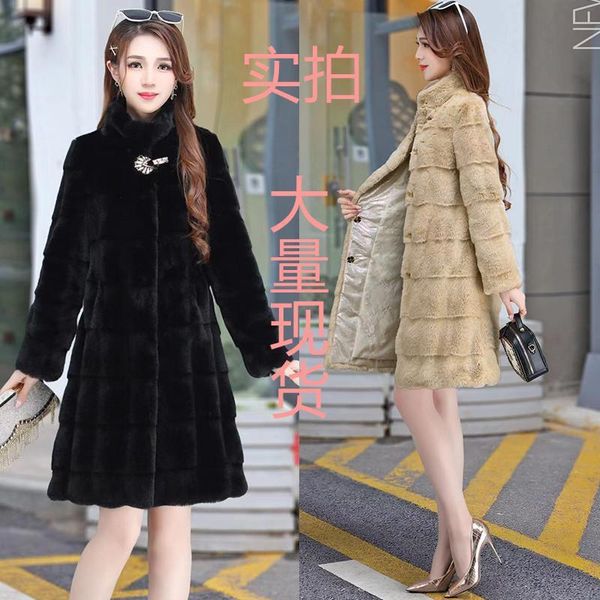 women's fur & faux 2021 winter mink imitation collar matching coat medium and long slim, Black
women's fur & faux 2021 winter mink imitation collar matching coat medium and long slim, Black