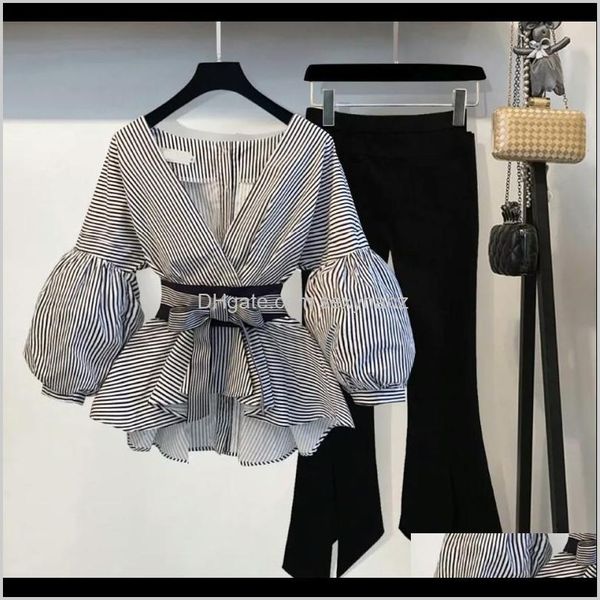 two piece sets clothing apparel drop delivery womens pants set small fragrance style two-piece striped puff sleeve shirt flare spring and au, White
two piece sets clothing apparel drop delivery womens pants set small fragrance style two-piece striped puff sleeve shirt flare spring and au, White