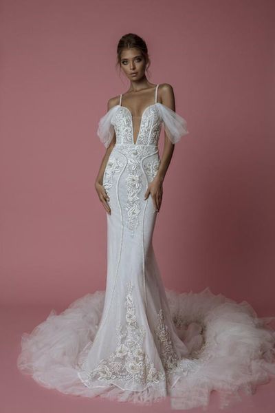 cohen mermaid wedding dress spaghetti lace applique beach boho bridal gowns hollow back sweep train plus size robe de, White
cohen mermaid wedding dress spaghetti lace applique beach boho bridal gowns hollow back sweep train plus size robe de, White