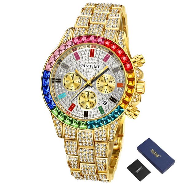 wristwatches pintime mens watches diamond chronograph iced out watch men gold stainless steel clock hip hop relogio masculino, Slivery;brown
wristwatches pintime mens watches diamond chronograph iced out watch men gold stainless steel clock hip hop relogio masculino, Slivery;brown