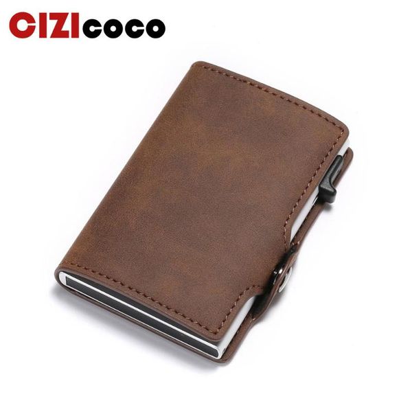 card holders 2021 men business holder pu leather metal rfid aluminium box travel wallet women, Brown;gray
card holders 2021 men business holder pu leather metal rfid aluminium box travel wallet women, Brown;gray