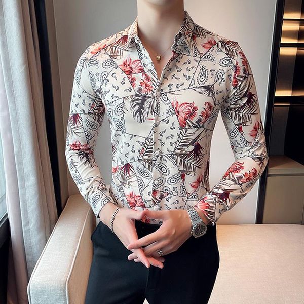 men's casual shirts long sleeved floral for men korean slim fit male hawaiian shirt dress single-breasted flowers printed camisas para, White;black
men's casual shirts long sleeved floral for men korean slim fit male hawaiian shirt dress single-breasted flowers printed camisas para, White;black