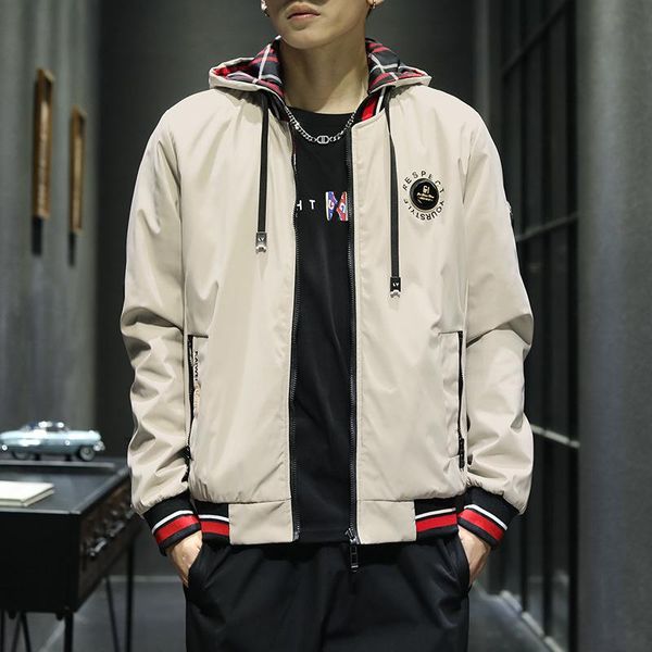 men's casual shirts spring and autumn jacket double-sided loose hooded coat detachable hat men, White;black
men's casual shirts spring and autumn jacket double-sided loose hooded coat detachable hat men, White;black