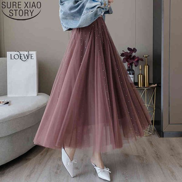 women midi long mesh pleated skirt tulle soild beading high waist fashion casual ladies spring summer skirts 9707 210417, Black
women midi long mesh pleated skirt tulle soild beading high waist fashion casual ladies spring summer skirts 9707 210417, Black