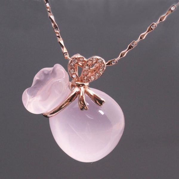 pendant necklaces pink crystal lucky bag necklace for women zircon bow rose gold clavicle chain fashion korea jewelry, Silver
pendant necklaces pink crystal lucky bag necklace for women zircon bow rose gold clavicle chain fashion korea jewelry, Silver
