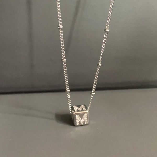 pendant necklaces simple zircon initial letter square bead necklace trendy silver color copper alphabet charm steel satellite beaded chain
pendant necklaces simple zircon initial letter square bead necklace trendy silver color copper alphabet charm steel satellite beaded chain