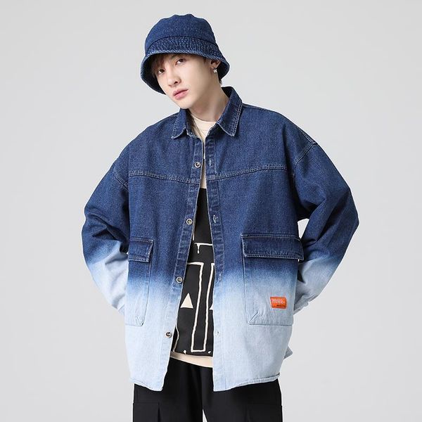 spring gradient cotton denim shirt men's trend loose color matching jacket korean style slim square collar men casual shirts, White;black
spring gradient cotton denim shirt men's trend loose color matching jacket korean style slim square collar men casual shirts, White;black