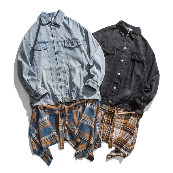 men's jackets removable plaid skirt denim jacket men women streetwear hip hop vintage fashion casual loose jeans coat couple male, Black;brown
men's jackets removable plaid skirt denim jacket men women streetwear hip hop vintage fashion casual loose jeans coat couple male, Black;brown