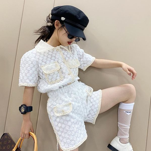 clothing sets girls' small fragrance suit 2021 summer children's temperament embroidered short-sleeved shorts two-piece, White
clothing sets girls' small fragrance suit 2021 summer children's temperament embroidered short-sleeved shorts two-piece, White