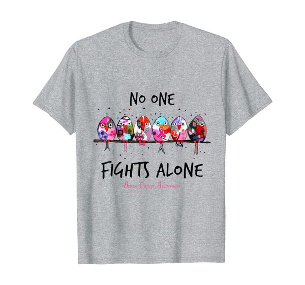 No One Fights Alone Breast Cancer Awareness Bird Pink Ribbon T-Shirt, Mainly pictures
