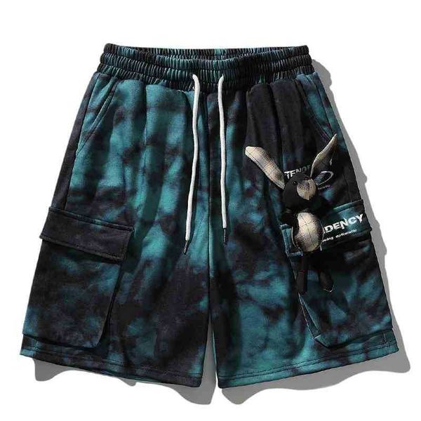 tie dye printed casual summer hong kong style straight tube fashion doll 5-point large pocket work men's pants, Black
tie dye printed casual summer hong kong style straight tube fashion doll 5-point large pocket work men's pants, Black