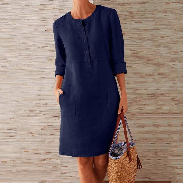casual dresses cotton linen summer dress women button solid color party mini with pocket long sleeve autumn vestido de mujer, Black;gray
casual dresses cotton linen summer dress women button solid color party mini with pocket long sleeve autumn vestido de mujer, Black;gray