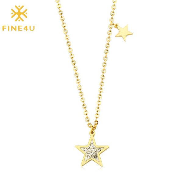 pendant necklaces fine4u n437 stainless steel cute star necklace with cubic zirconia women dainty minimalist jewelry, Silver 
pendant necklaces fine4u n437 stainless steel cute star necklace with cubic zirconia women dainty minimalist jewelry, Silver