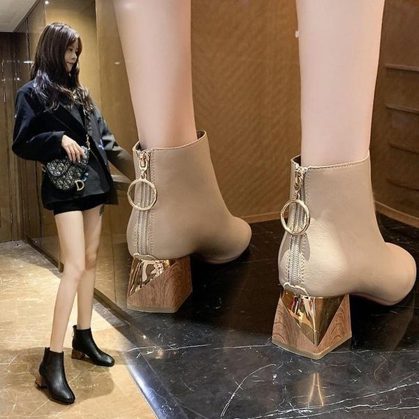 boots autumn women back zipper high-heeled short square toe thick heels plus velvet warm comfortable fashion shoes, Black
boots autumn women back zipper high-heeled short square toe thick heels plus velvet warm comfortable fashion shoes, Black