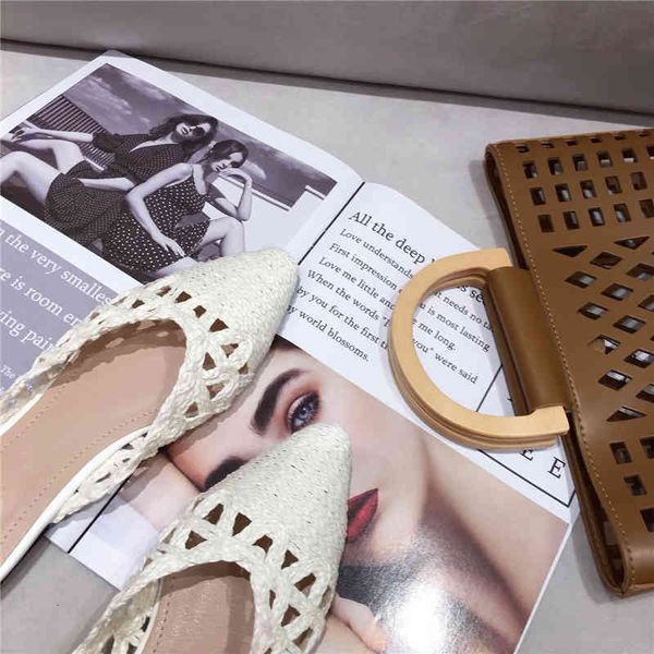 dress shoes half baotou women's slippers flat rattan grass weave pointed toes casual comfortable all-match sandals hollow b966, Black
dress shoes half baotou women's slippers flat rattan grass weave pointed toes casual comfortable all-match sandals hollow b966, Black
