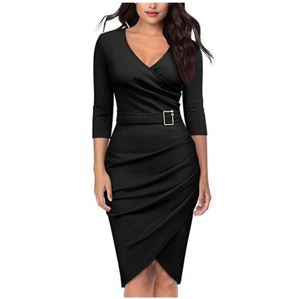 casual dresses ladies office wear autumn plus size women work clothing three quarter sleeve v neck midi dress irregular slim fashion outfit, Black;gray
casual dresses ladies office wear autumn plus size women work clothing three quarter sleeve v neck midi dress irregular slim fashion outfit, Black;gray