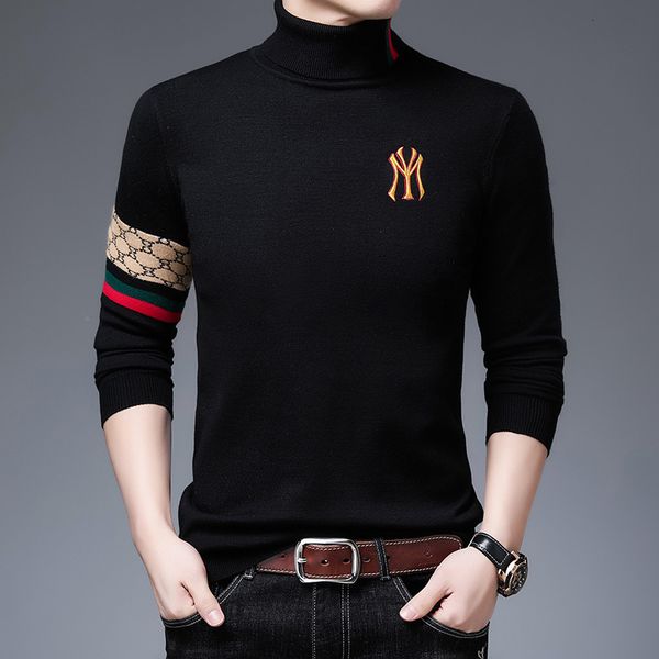 high neck men's winter korean personalized fashion brand thickened knitted bottoming slim and handsome sweater, Black
high neck men's winter korean personalized fashion brand thickened knitted bottoming slim and handsome sweater, Black